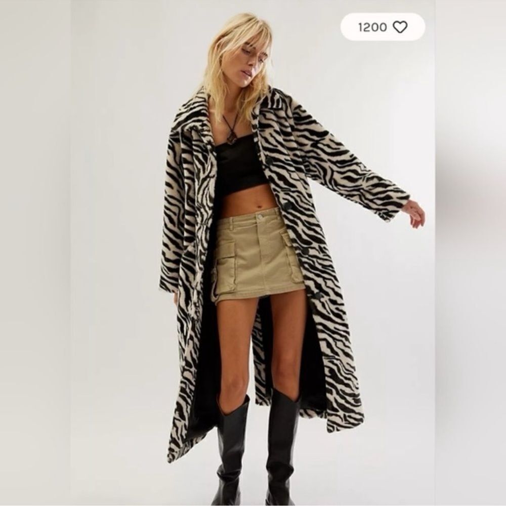 Free People Zebra Print Long Coat